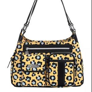 Lily Bloom: Laura 4 Poster Shoulder Bag in Bold Graphic Leopard Pattern. NWT